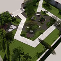 Serene Garden Landscape With Winding Paths Layered Greenery And Varied Vegetation