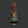 Vintage Turquoise Motorcycle With Red Leather Seat And Retro Metallic Design Elements