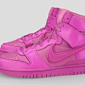 Fashionable Nike Pink High Top Shoes With Stylish Leather Design And Lace Up Detail