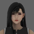 Women 3D Models in Black and White Sleeveless Tops Black Skirts Red Shoes