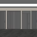 Modern Black Security Doors With Vertical Stripe Design And Handle Details 3d model