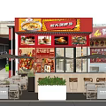 Mall Porridge Shop With Bright Signboard Food Displays And Outdoor Seating