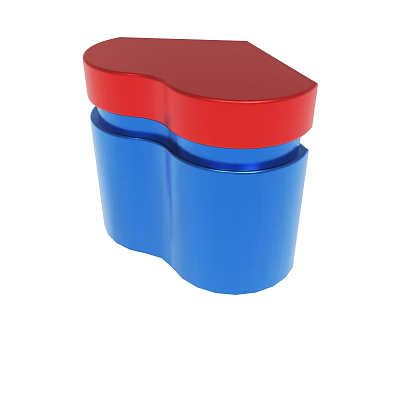 Red Lid Blue Body Container With Curved Design And Smooth Surface 3d model