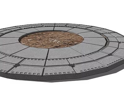 Circular Tree Pit Design with Gray Paved Surround and Central Soil Area 3d model