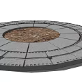 Circular Tree Pit Design with Gray Paved Surround and Central Soil Area 3d model
