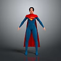 Game Movie Character Superman With Blue Bodysuit Red Cape And Yellow Emblem