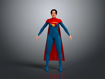 Game Movie Character Superman With Blue Bodysuit Red Cape And Yellow Emblem 3d model