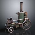 Early Vintage Steam Car Model With Large Wheels Boiler And Chimney