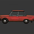 Vintage Red Classic Car With Old Style Headlights And Smooth Retro Body