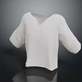 White V Neck Linen Top With Loose Sleeves Casual Comfortable Design
