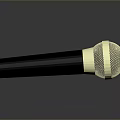 Shiny Metallic Microphone With Black Handle And Gold Mesh Head For Daily Use