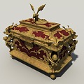 Three Shading Two Gold Treasure Chest Advanced High Order Angel Treasure Chest Cashbox Cashbox Medieval Style Object Parts Scene 3d model