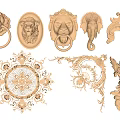 Chinese style handle door handle component carved 3d model