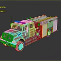 Red Fire Truck With White Accents Extended Ladder And Emergency Equipment