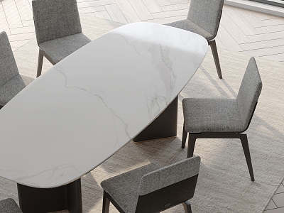 Modern Dining Table and Chair Combination model