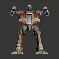 Mechanical Robot Character Design With Four Legs Red Gray Parts And Mechanical Arms