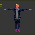 3D Game Movie Character With Red Hair Black Jacket Arms Outstretched Standing Pose