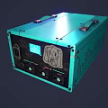 Vintage Television with Teal Casing Retro Display Screen Control Knobs and Handle Design