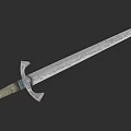 Engraved Medieval Sword Weapon With Wooden Hilt And Decorative Guard