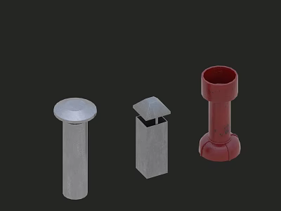 Swing Door Hardware with Silver and Red Metal Hinges and Accessories 3d model