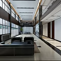 Front Desk Reception In Modern Lobby With Marble Feature Wall And Black Leather Sofas