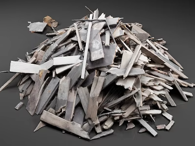 Stone and Wood Scrap Pieces Piled as Raw Natural Materials for Construction or Crafting 3d model