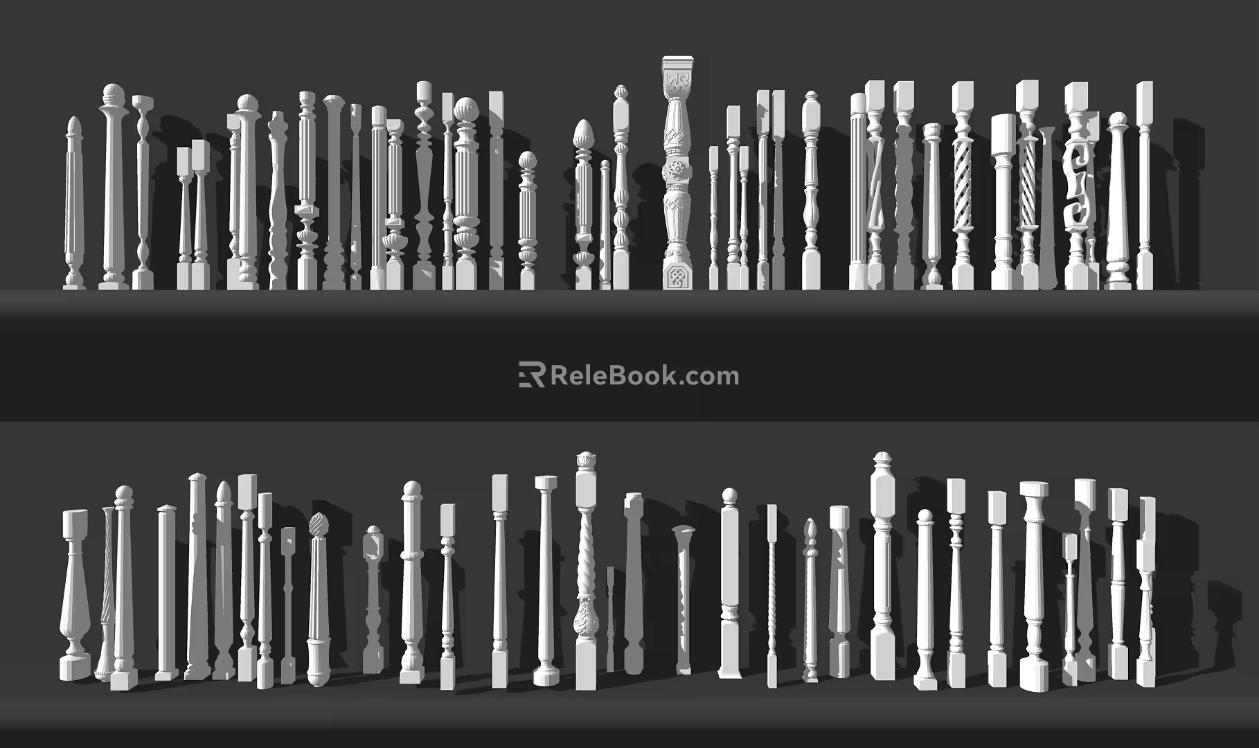 European-style Railing Post 3d model