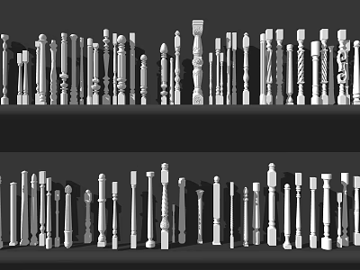 Various Decorative Railing Designs Featuring Different Ornamental Styles And Shapes 3d model
