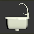 Modern White Kitchen Sink With Chrome Faucet And Grooved Draining Board