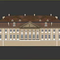 Classical European Architectural Building With Red Roof White Walls And Symmetrical Courtyard