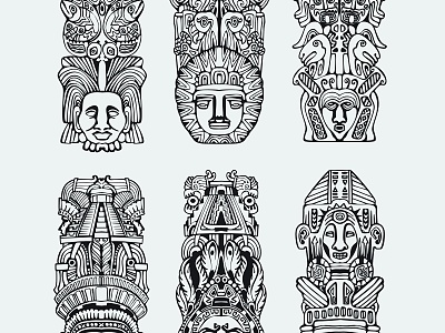 Maya Culture Aztec Civilization Indian Civilization Retro Central America Totem Pattern Decorative Pattern 3d model