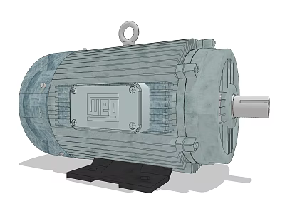 Robust Industrial Electric Motor with Metal Housing Heat Sink Fins Lifting Ring and Base Mount 3d model