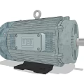 Robust Industrial Electric Motor with Metal Housing Heat Sink Fins Lifting Ring and Base Mount