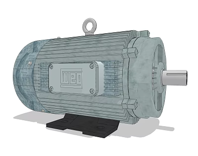 Robust Industrial Electric Motor with Metal Housing Heat Sink Fins Lifting Ring and Base Mount 3d model