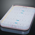 Ice Hockey Rink Interior Layout With White Surface Lines And Blue Markings