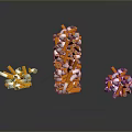 Orange And White Household Batteries Stacked Into Different Shapes With Various Heights On Gray Background