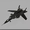 Modern Military Fighter Jet 3D Model With Dark Paint Scheme And Aerodynamic Wings