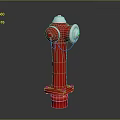 Red Fire Hydrant With White Top Valve And Reflective Base On Dark Background 3d model