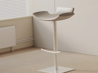 Modern Design Bar Stool with Curved Seat and Metal Frame in Minimalist Room 3d model