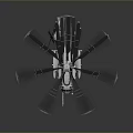 Highly Detailed Space Helicopter Model with Spinning Propellers on Gray Background