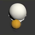 Adorable Yellow Egg Yolk in Broken White Eggshell with Smiling Face Design 3d model