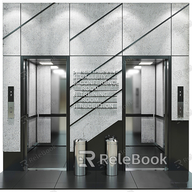 modern elevator hall elevator car model