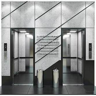 modern elevator hall elevator car 3d model