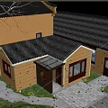 Ancient Chinese Architecture Featuring Tiled Roof Yellow Walls Wooden Doors and Courtyard