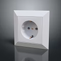 White Wall Socket With Square Frame And Round Plug Holes For Home Use 3d model