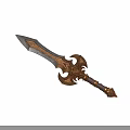 Ornate Weapon Sword Design With Sharp Blade Intricate Golden Hilt And Brown Handle