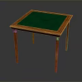 Square Functional Table with Green Felt Surface and Elegant Wooden Legs