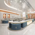 Elegant Modern Jewelry Store Interior With Glass Display Cases And Blue Counters Lighting