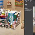 Metal Mesh Storage Organizer Keeping Desk Neat with Stationery Books and Supplies
