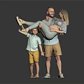 Happy Family Of Three With Pregnant Mother Father Holding And Child Standing